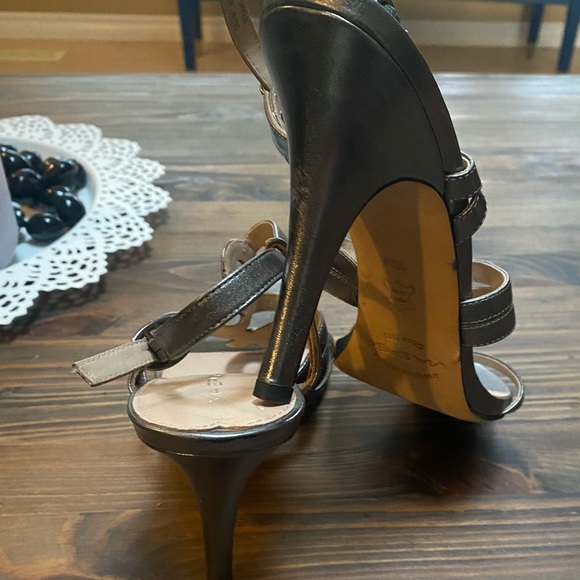 Via Spiga Heels Leather Sandals Sz 10 Granite - Picture 7 of 11